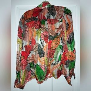 Flowing and Colorful Vintage Blouse with Tie Neck